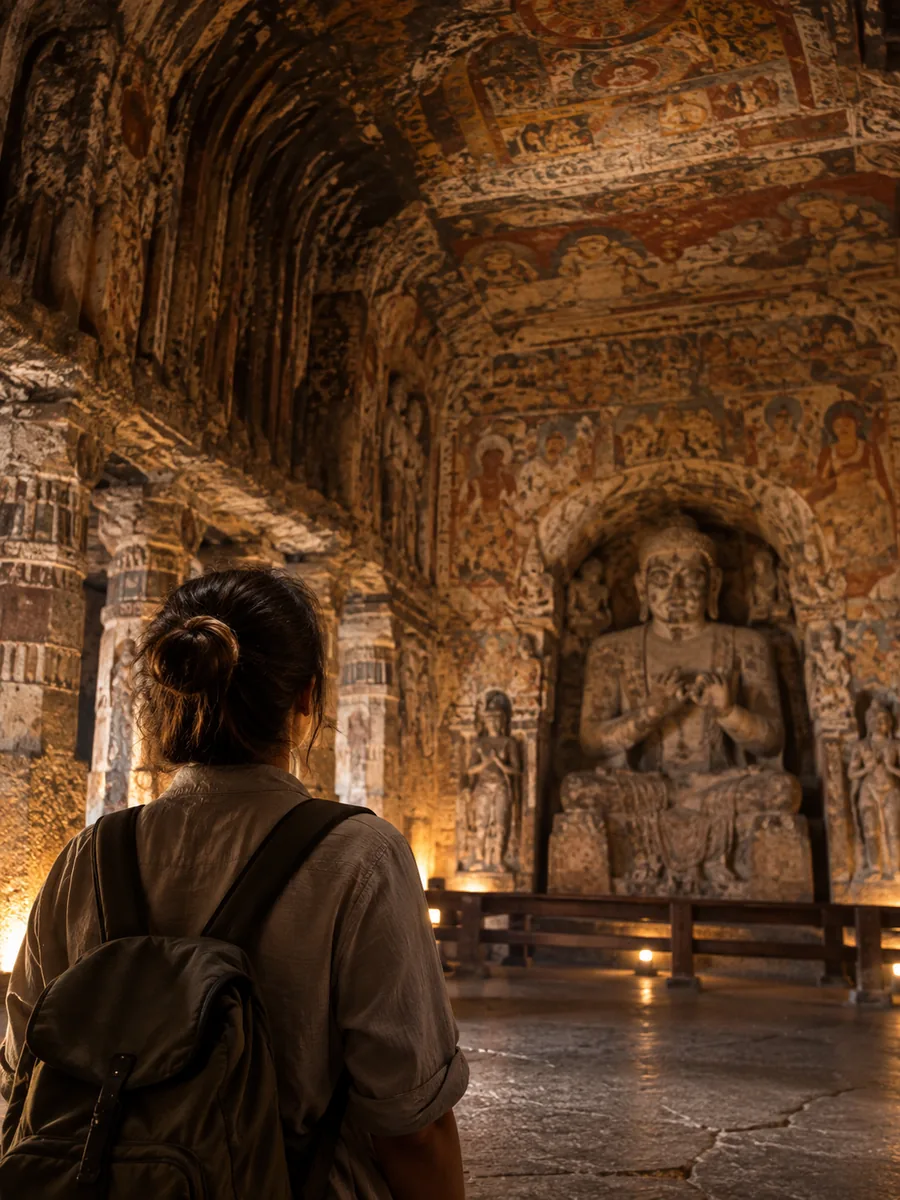 Vue des grottes d'Ajanta